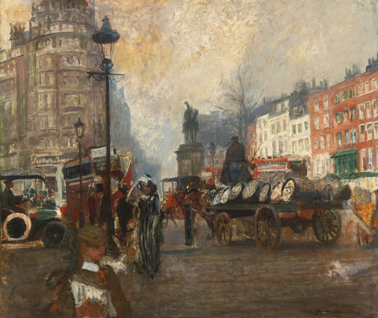 Knightsbridge Seen from Sloan Street, December  1913, vintage artwork by Jacques-Émile Blanche, 12x8" (A4) Poster