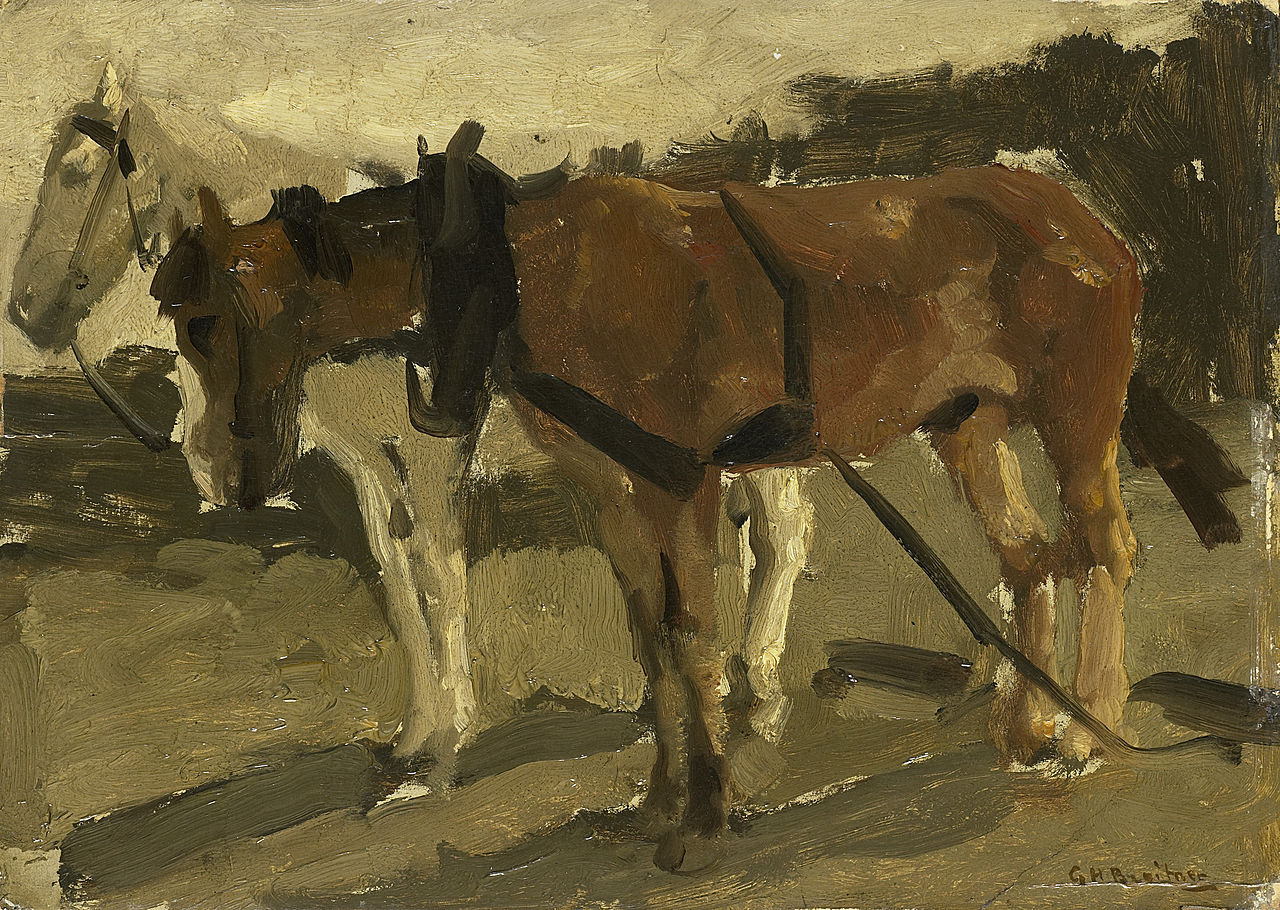 and a White Horse in Scheveningen by George Hendrik Breitner,A3(16x12")Poster
