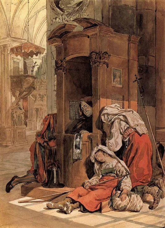 Confession of an Italian Woman, vintage artwork by Karl Pavlovich Brulloff, A3 (16x12") Poster Print