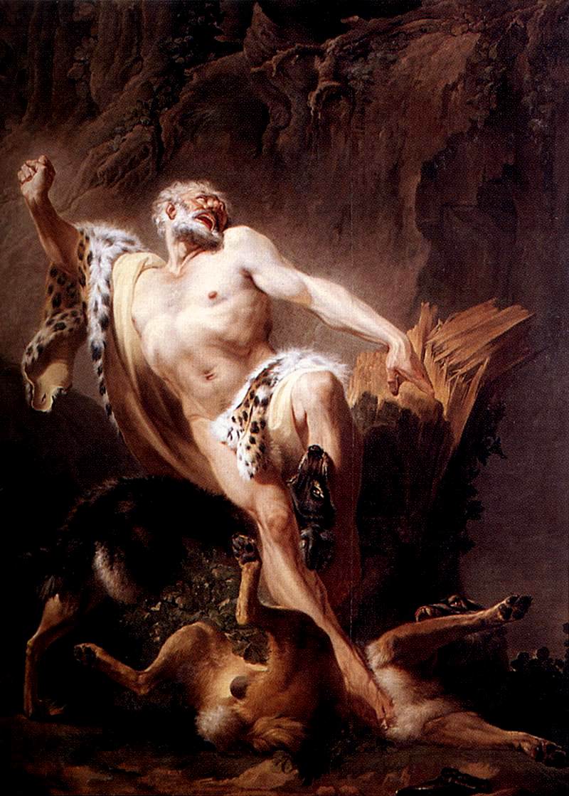 Milo of Croton, vintage artwork by Joseph-Benoit Suvee, 12x8" (A4) Poster
