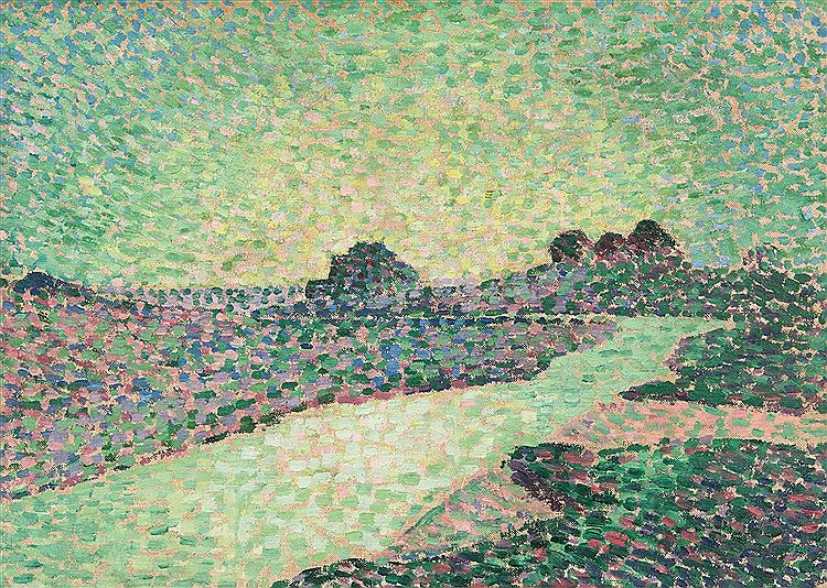 Beach at Ambleteuse, Evening, vintage artwork by Theo van Rysselberghe, 12x8" (A4) Poster
