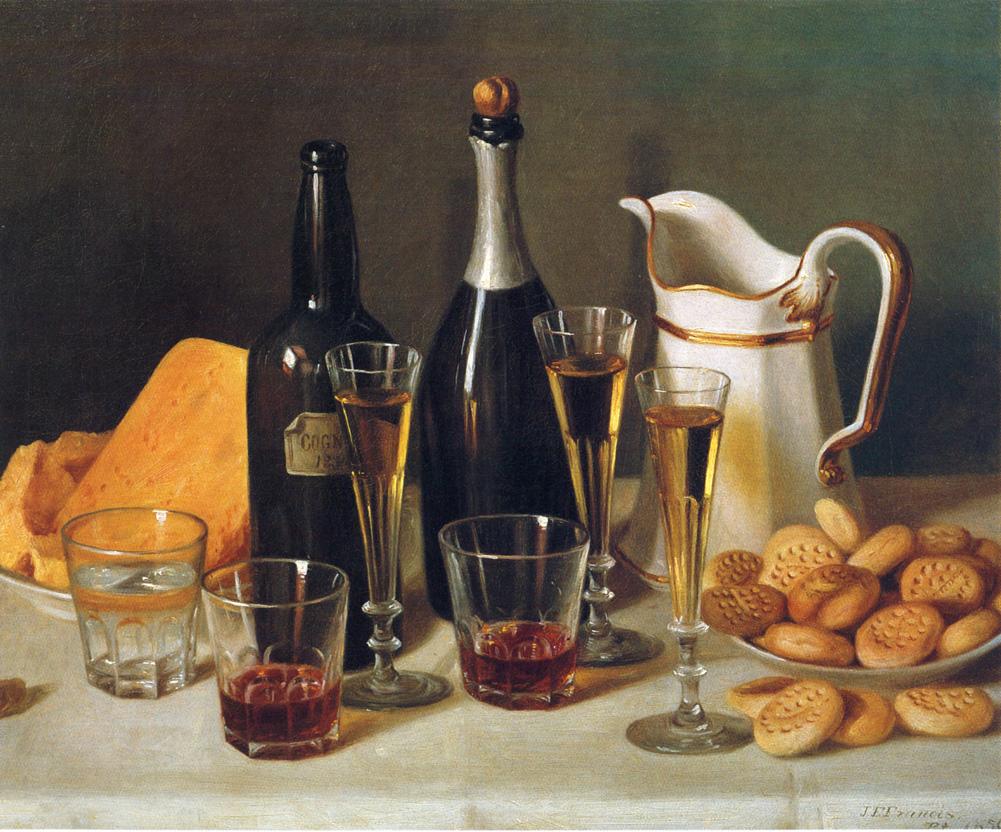 Still Life: Cognac and Biscuits, vintage artwork by John F. Francis, A3 (16x12") Poster Print