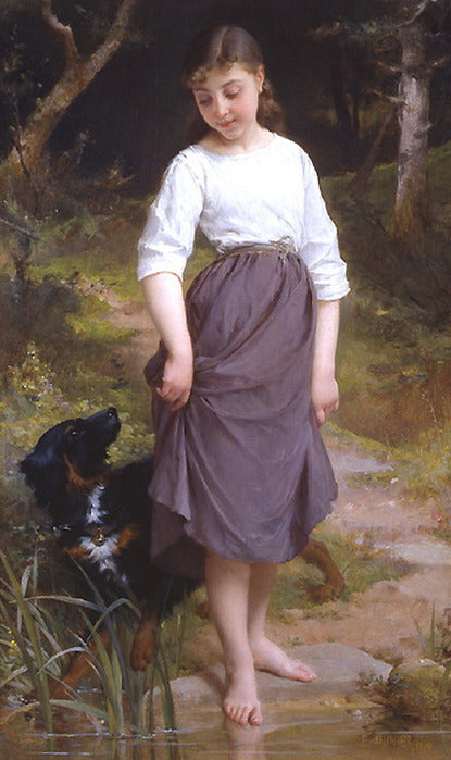Testing the Water, vintage artwork by Émile Munier, 12x8" (A4) Poster
