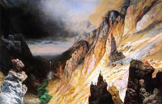 Lower Falls, Grand Canyon of the Yellowstone River, vintage artwork by Charles H. Chapin, 12x8" (A4) Poster