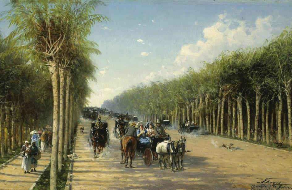 Avenida 3 de Febrero, Buenos Aires, vintage artwork by Achille Dovera, 12x8" (A4) Poster