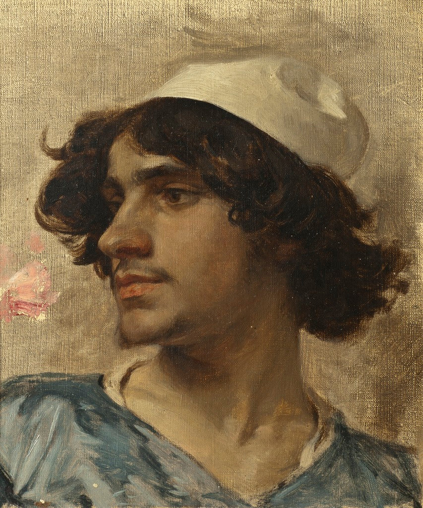 Head of Young man. Study, vintage artwork by Charles Bargue, 12x8" (A4) Poster