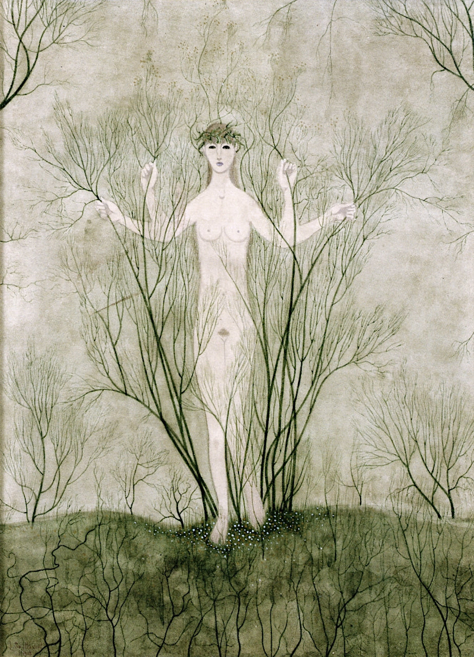 Eve with Four Arms, vintage artwork by Leon Spilliaert, 12x8" (A4) Poster