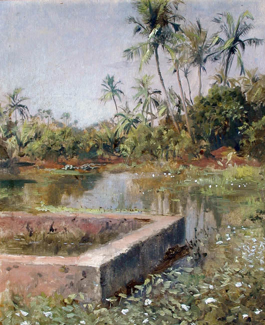 Sacred Lake, Bombay, vintage artwork by Edwin Lord Weeks, 12x8" (A4) Poster
