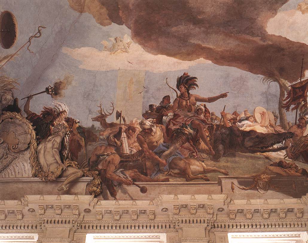 Allegory of the American Continent, vintage artwork by Giovanni Battista Tiepolo, 12x8" (A4) Poster