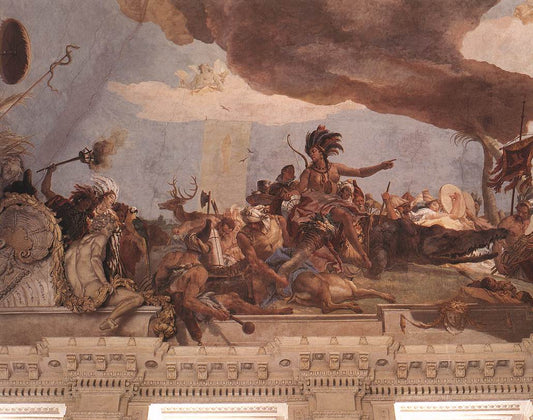 Allegory of the American Continent, vintage artwork by Giovanni Battista Tiepolo, 12x8" (A4) Poster