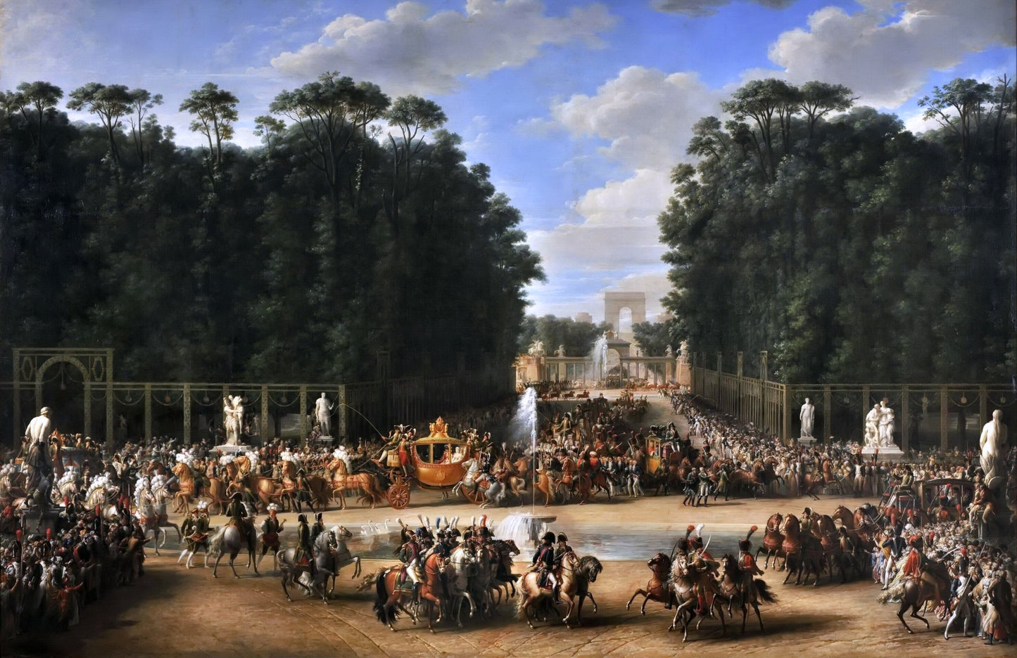 Napoleon and Marie-Louise in the Garden of the Tuileries, 2 April 1810, vintage artwork by Étienne-Barthelemy Garnier, 12x8" (A4) Poster