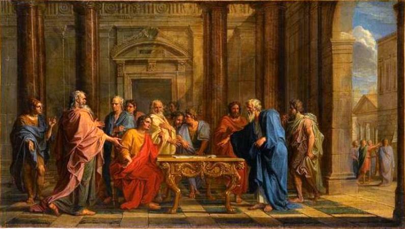 Solon Supporting Justice (small version), vintage artwork by Noël Coypel I, 12x8" (A4) Poster