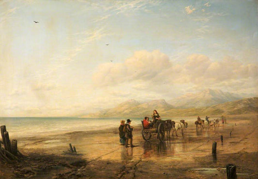 Lancaster Sands, Lancashire, vintage artwork by William Powell Frith, A3 (16x12") Poster Print