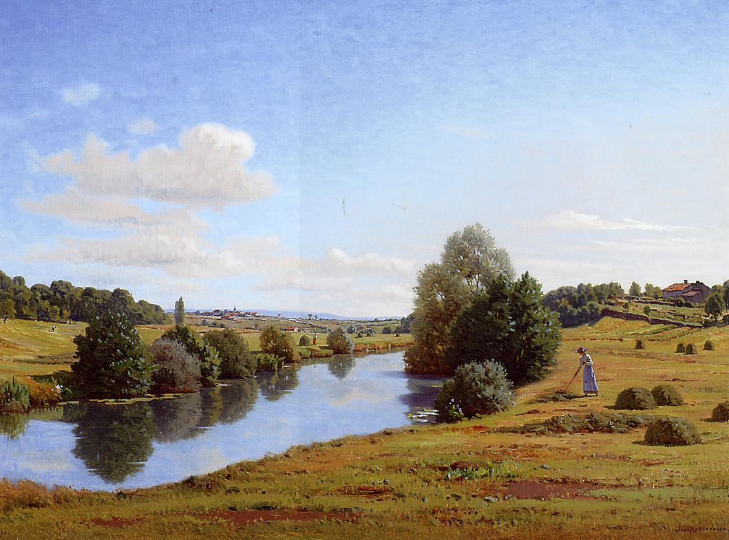The Banks of the Saone near Chatillon, vintage artwork by Jean Ferdinand Monchablon, 12x8" (A4) Poster
