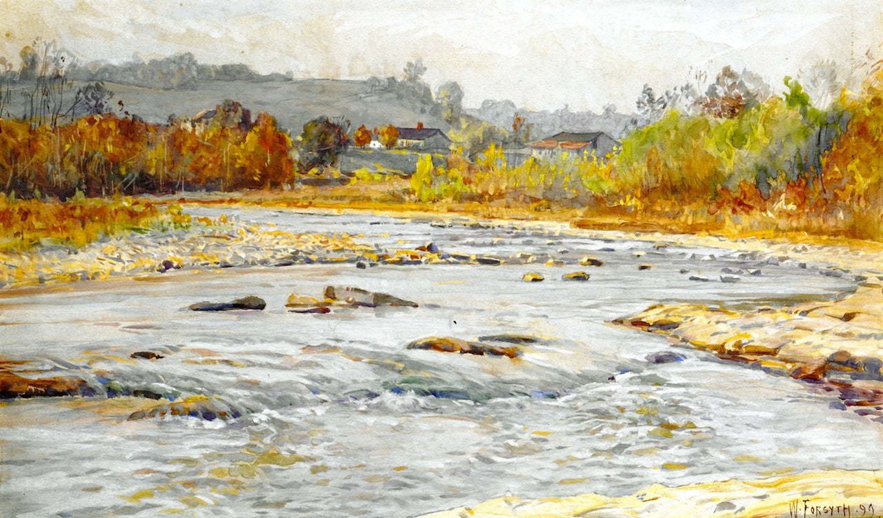 Whitewater Rapids, vintage artwork by William Forsyth, 12x8" (A4) Poster