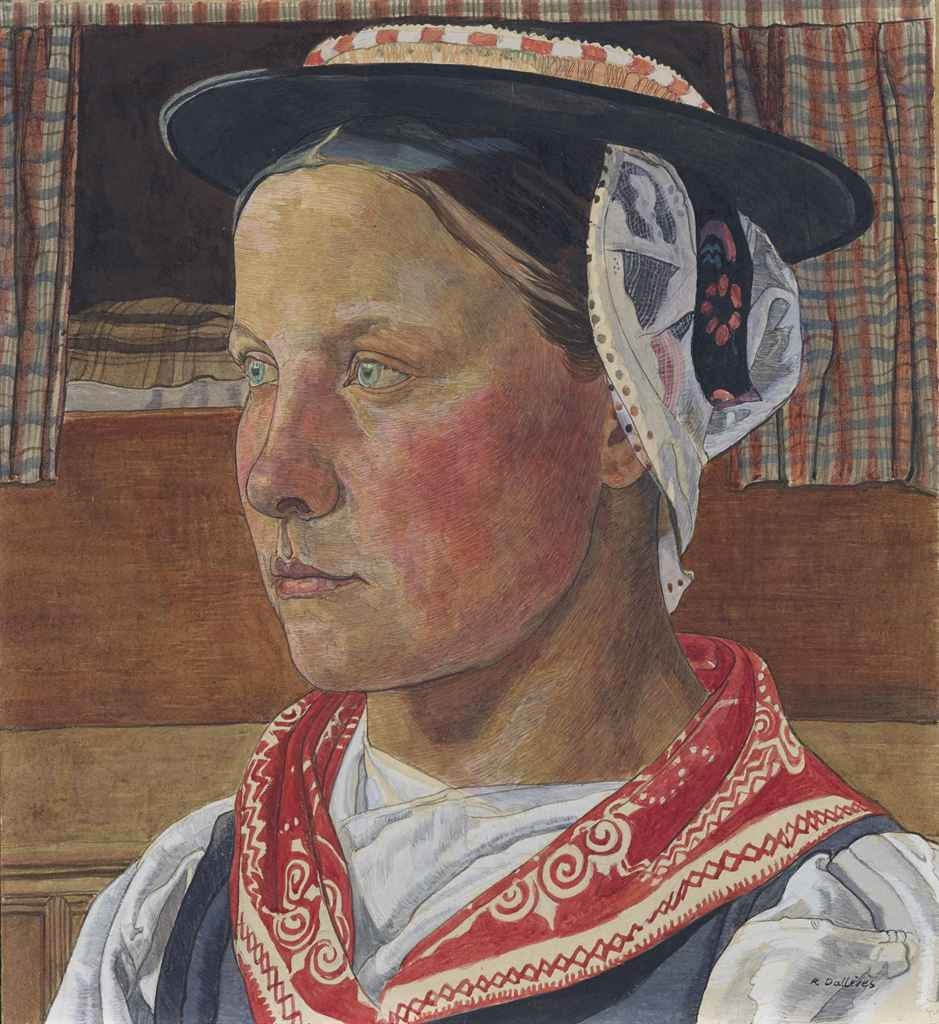 Junge Walliserin, vintage artwork by Raphy Dalleves, 12x8" (A4) Poster