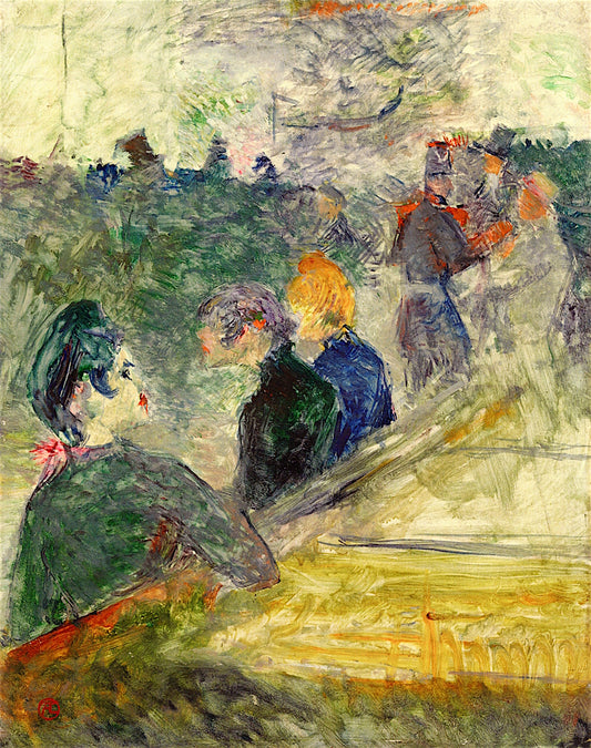 At the Dance at the Moulin de la Galette, vintage artwork by Henri de Toulouse-Lautrec, 12x8" (A4) Poster