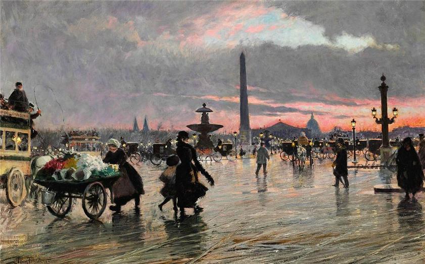 Place de la Concorde in Paris by Paul-Gustave Fischer,A3(16x12")Poster