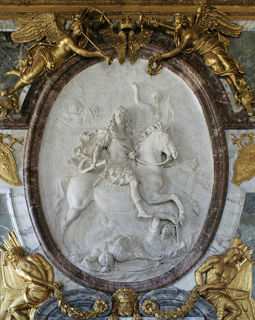 Louis XIV as Roman Emperor Defeating His Enemies, vintage artwork by Antoine Coysevox, 12x8" (A4) Poster