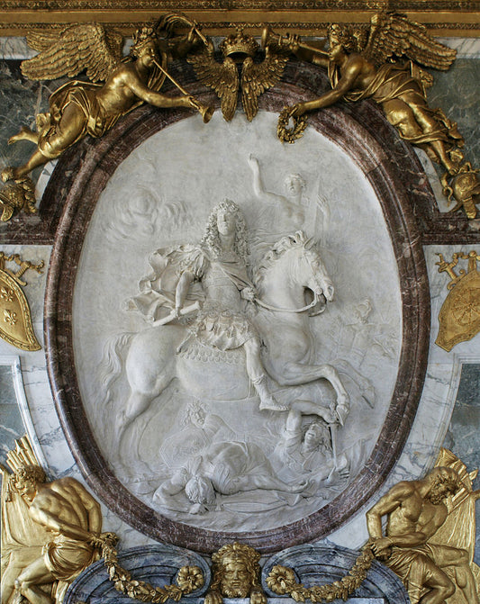Louis XIV as Roman Emperor Defeating His Enemies, vintage artwork by Antoine Coysevox, 12x8" (A4) Poster
