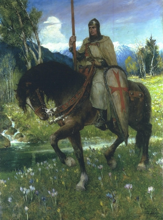 Parsifal in Quest of the Holy Grail, vintage artwork by Ferdinand Leeke, 12x8" (A4) Poster