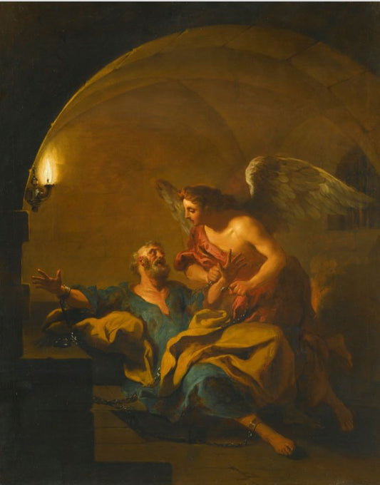 The Liberation of St. Peter, vintage artwork by Jean-François de Troy, 12x8" (A4) Poster