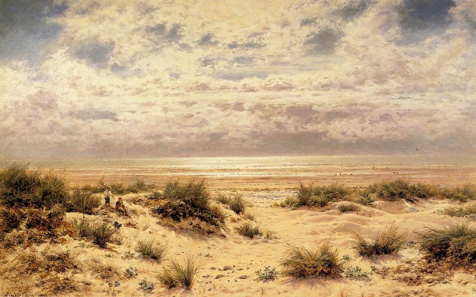 Low Tide on the South Coast, vintage artwork by Benjamin Williams Leader, 12x8" (A4) Poster