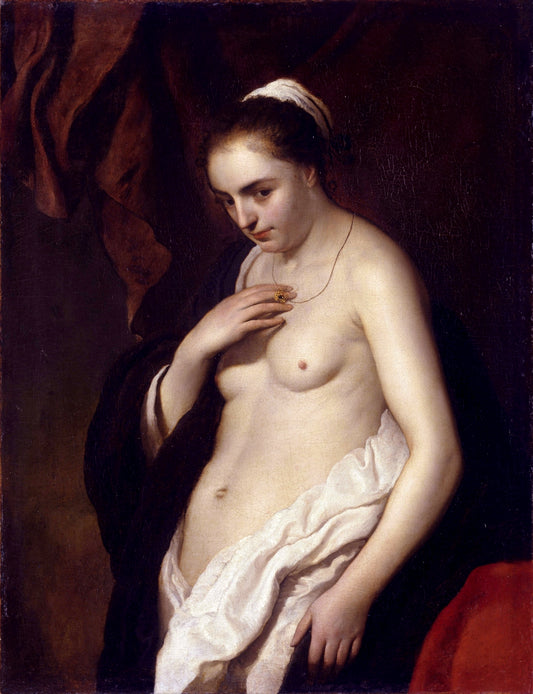 Study of a half-Naked Woman, vintage artwork by Jacob Van Loo, 12x8" (A4) Poster