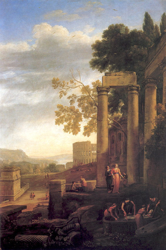 Landscape with the Burial of Santa Serapia, vintage artwork by Claude Lorrain, 12x8" (A4) Poster