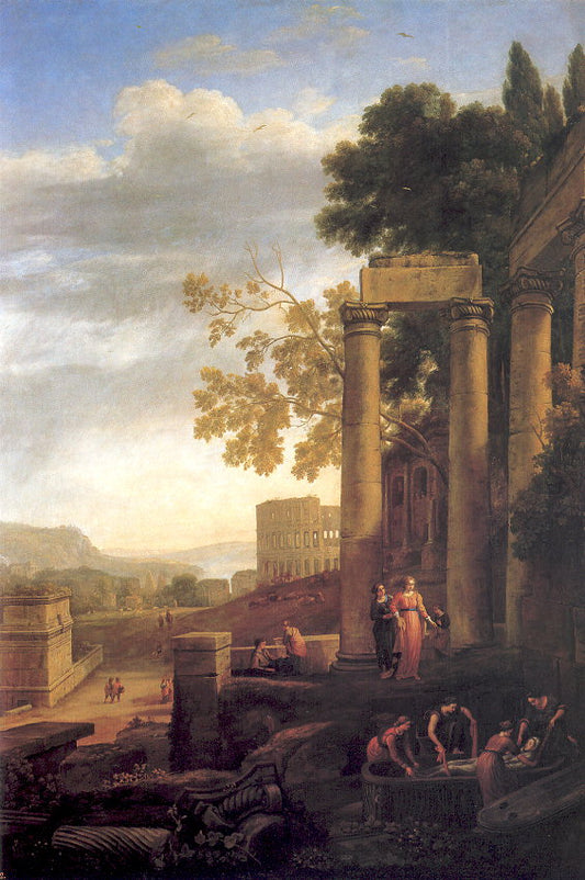 Landscape with the Burial of Santa Serapia, vintage artwork by Claude Lorrain, 12x8" (A4) Poster