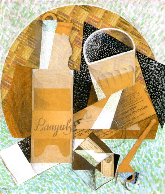 The Bottle of Banyuls, vintage artwork by Juan Gris, 12x8" (A4) Poster