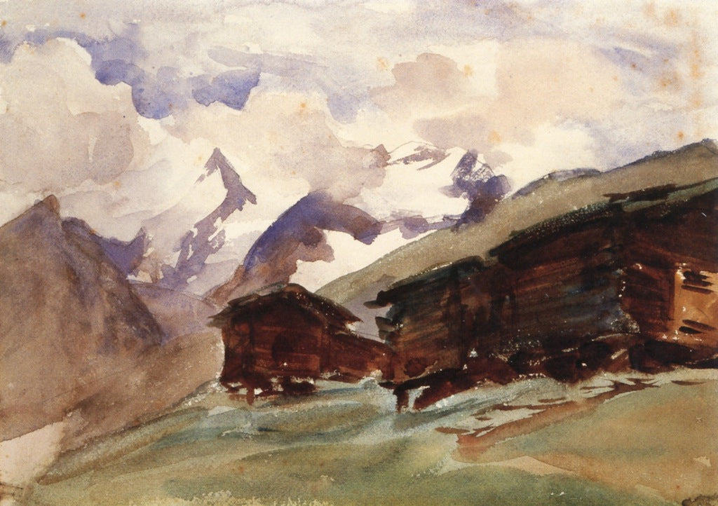 Alpine Huts, vintage artwork by John Singer Sargent, 12x8" (A4) Poster