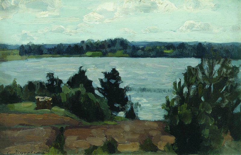 by  the Lake, vintage artwork by Stanislav Zhukovsky, 12x8" (A4) Poster