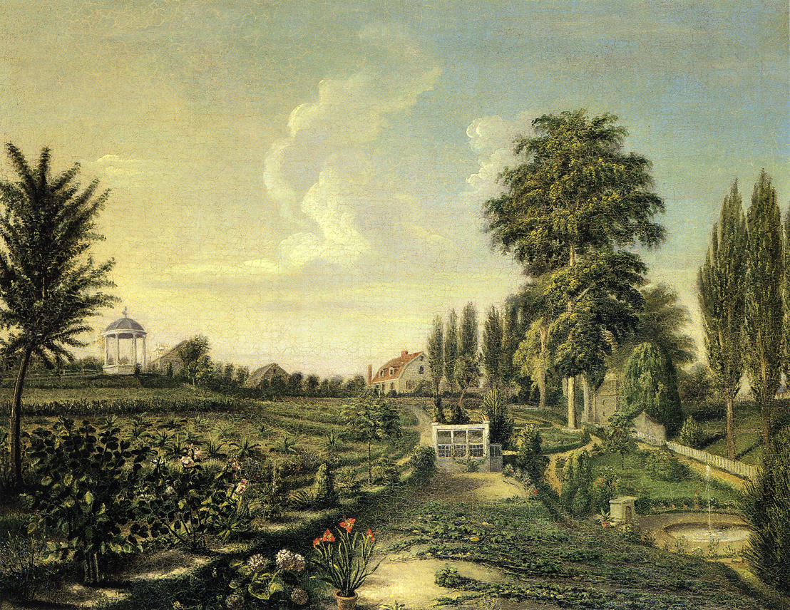 View of the Garden at Belfield, vintage artwork by Charles Willson Peale, 12x8" (A4) Poster