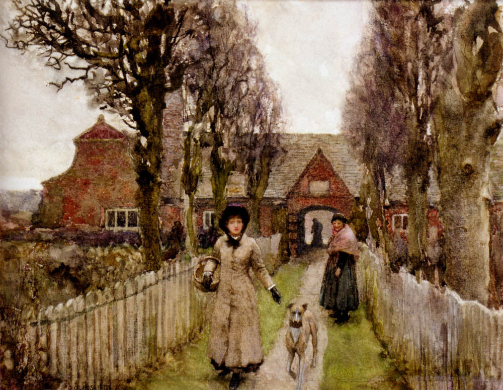 Gaywood Almshouses, Kings­ Lynn, vintage artwork by Sir George Clausen, R.A., R.W.S., R.I., 12x8" (A4) Poster