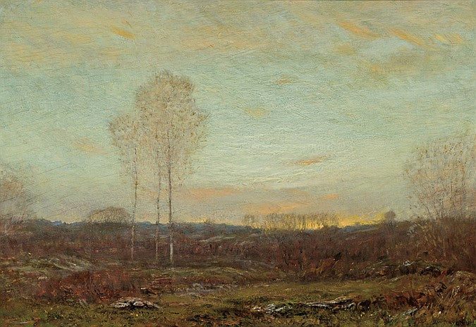 Early Morning in Autumn, vintage artwork by Dwight W. Tryon, 12x8" (A4) Poster
