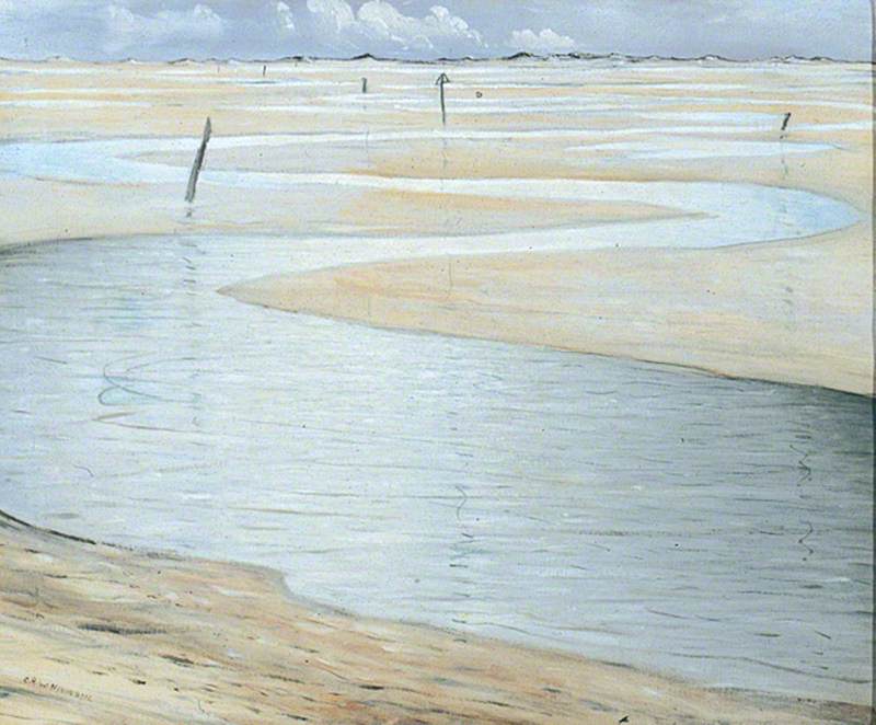 Silver Estuary, vintage artwork by Christopher Nevinson, 12x8" (A4) Poster