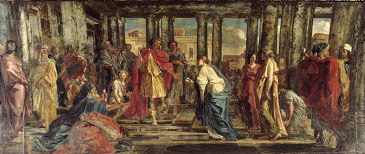 Queen's Guard Room - The Justice of Trajan (large version), vintage artwork by Noël Coypel I, 12x8" (A4) Poster