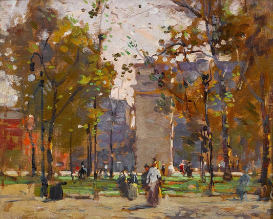 Washington Square, vintage artwork by Paul Cornoyer, 12x8" (A4) Poster