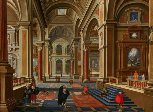 Interior of a Catholic Church, vintage artwork by Bartholomeus van Bassen, 12x8" (A4) Poster