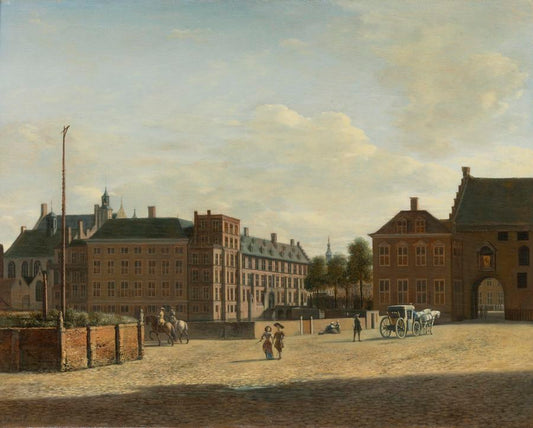 The Plaats with the Binnenhof and the Gevangenpoort, the Hague, vintage artwork by Gerrit Adriaensz.Berckheyde, 12x8" (A4) Poster