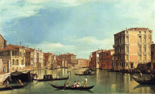Grand Canal Between the Palazzo Bembo and the Palazzo Vendramin, vintage artwork by Canaletto, 12x8" (A4) Poster