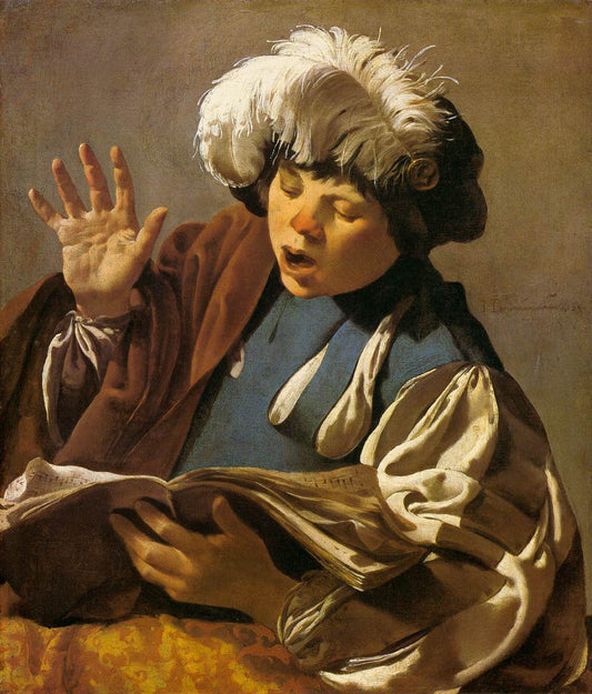 Singing Boy, vintage artwork by Hendrick Terbrugghen, 12x8" (A4) Poster