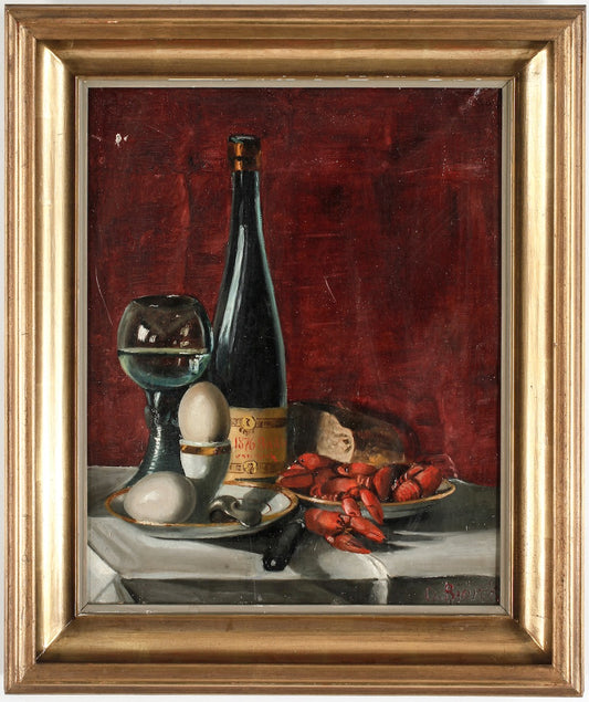 Still life with crayfish, vintage artwork by Oscar Gustaf Bjorck, 12x8" (A4) Poster