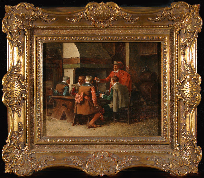 The Chess Game, vintage artwork by Benjamin Eugene Fichel, 12x8" (A4) Poster