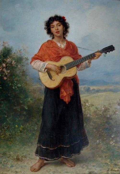 Die Musikkantin, vintage artwork by Ludwig Knaus, 12x8" (A4) Poster