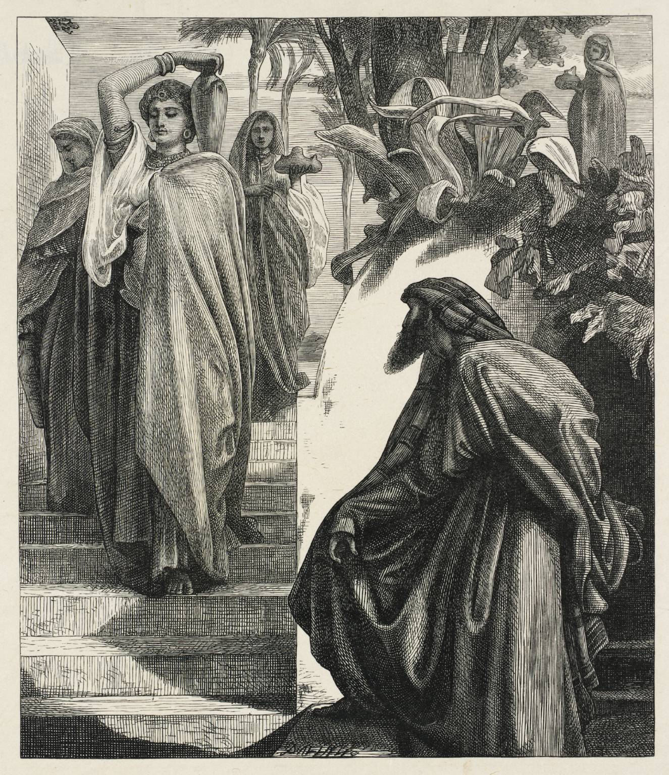 Eliezer and Rebekah, vintage artwork by Sir Frederic Lord Leighton, 12x8" (A4) Poster