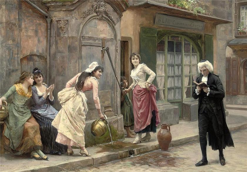 A distraction from studies, vintage artwork by Jules Girardet, 12x8" (A4) Poster