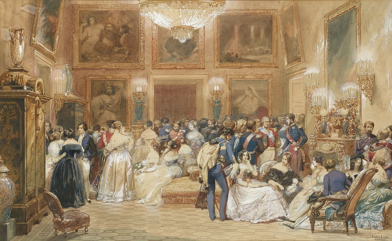 Une soiree chez le duc d'Orleans, vintage artwork by Eugene Louis Lami, A3 (16x12") Poster Print