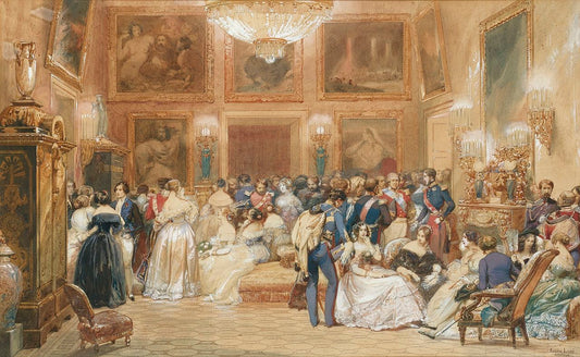 Une soiree chez le duc d'Orleans, vintage artwork by Eugene Louis Lami, A3 (16x12") Poster Print